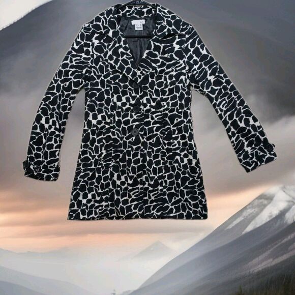 Luii Jackets & Blazers - Luii Anthropologie Womens S Giraffe Print Coat Jacket Black White Animal Mod Sma